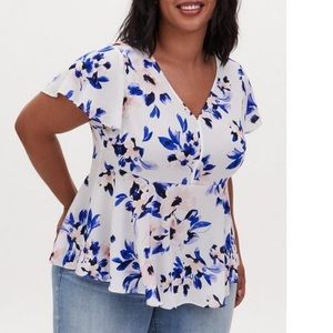 Torrid Babydoll Georgette Flutter Sleeve Blouse